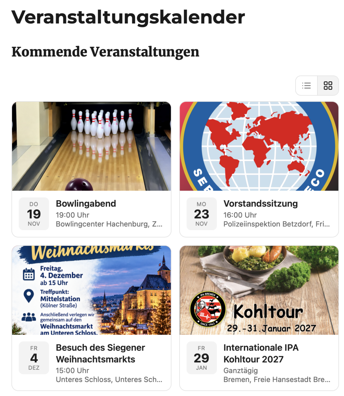Neuer Veranstaltungskalender 📅